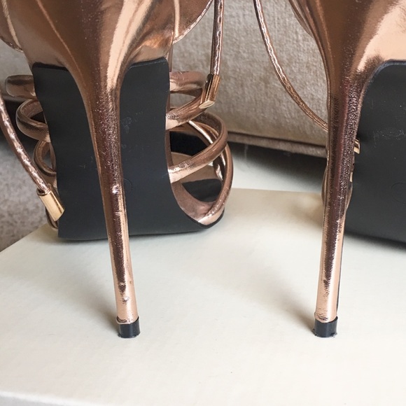 Rose Gold Strappy Heels - Picture 5 of 8
